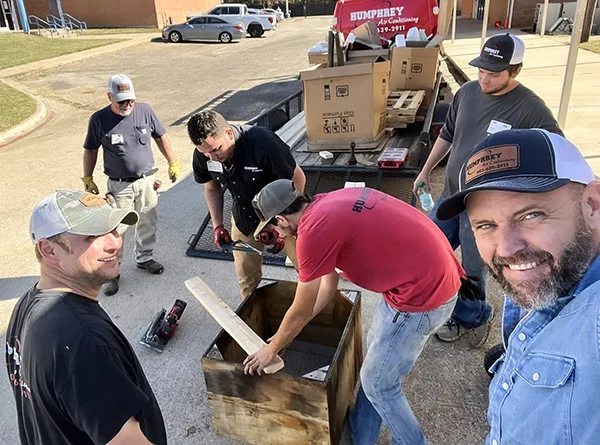 The Humphrey Air Conditioning crew, on site ready to install this HVAC system.